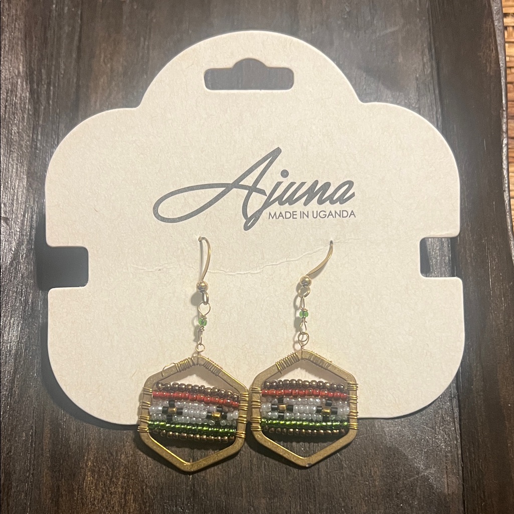 Gold And Multicolor Beaded Earrings